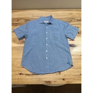 Tommy Bahama Shirt Men Medium Blue Short Sleeve Button Up Casual Beach Vacation